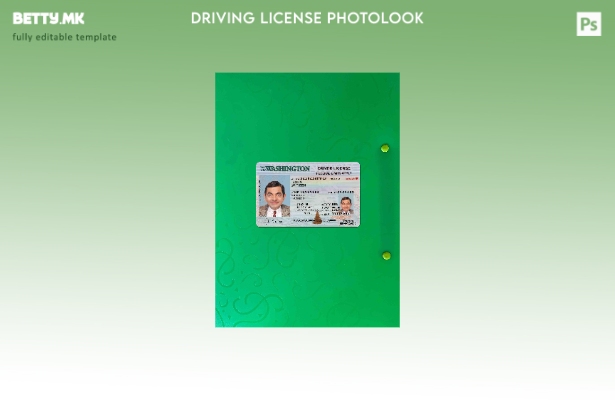 Модерен стил Шаблон за возачка дозвола САД Вашингтон во формат PSD ( – сегашен) 